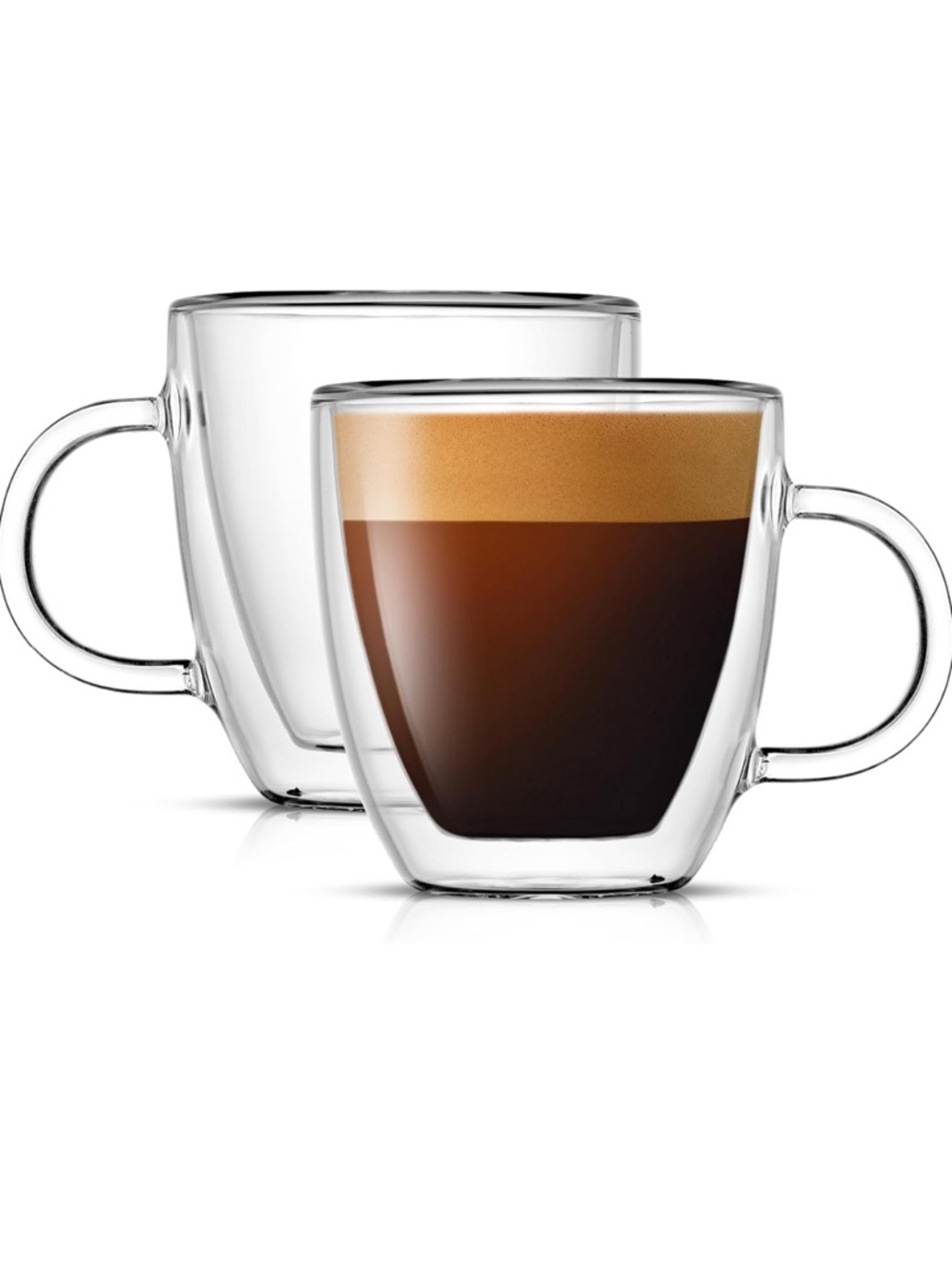 Double Wall Glass Coffee Mugs - Clear Set of 6